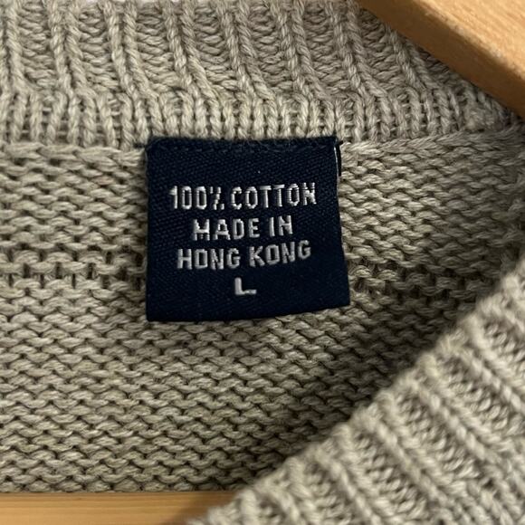 IZOD Vintage Cotton Crew Neck Square Knit Dad Sweater Large Oversized - Picture 5 of 6